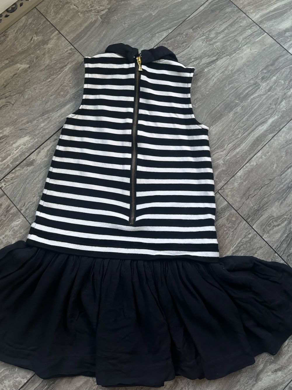 kate spade Black and White Striped Dress with Black Collar 7Y 0209 - Picture 5 of 9